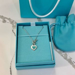 Tiffany Sterling Silver Bracelet w/ Teal Heart